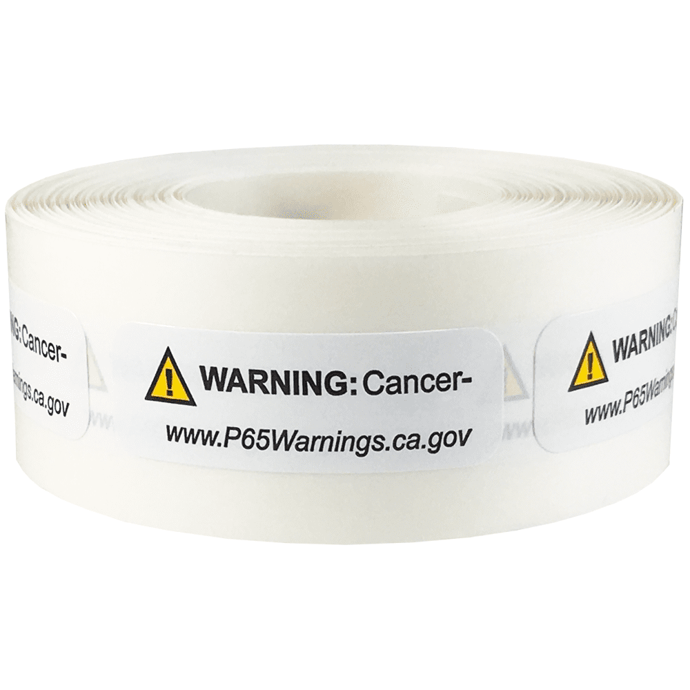 California Proposition 65 Cancer Warning Labels Short Form .5 x 1.5