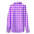 thumbnail image 5 of Women's Plaid Shirt Long Sleeve Button Down Shirts Street Office Daily Outfit Business Dressy Top Rolled Up Boyfriend Top Soft Plaid Blouse V Neck Oversized Dress Shirt Work Tops Graphic Tees Purple, 5 of 5