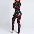 thumbnail image 2 of Pijama de Halloween para mujer, Pelele con estampado de amor, funcional, abotonado, con solapa en el trasero, para adultos, cálido, ropa de dormir completa, 2 of 4