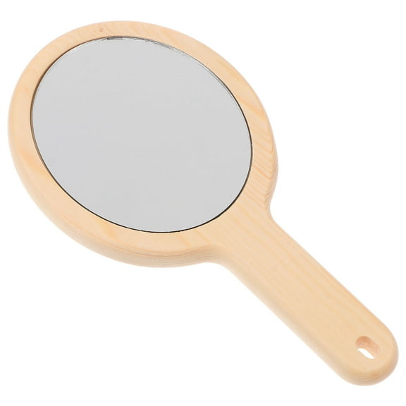 Soimiss Handheld Vanity Mirror Portable Wooden Makeup Mirror For Travel Stylish Design For Home The Go Makeup Lovers