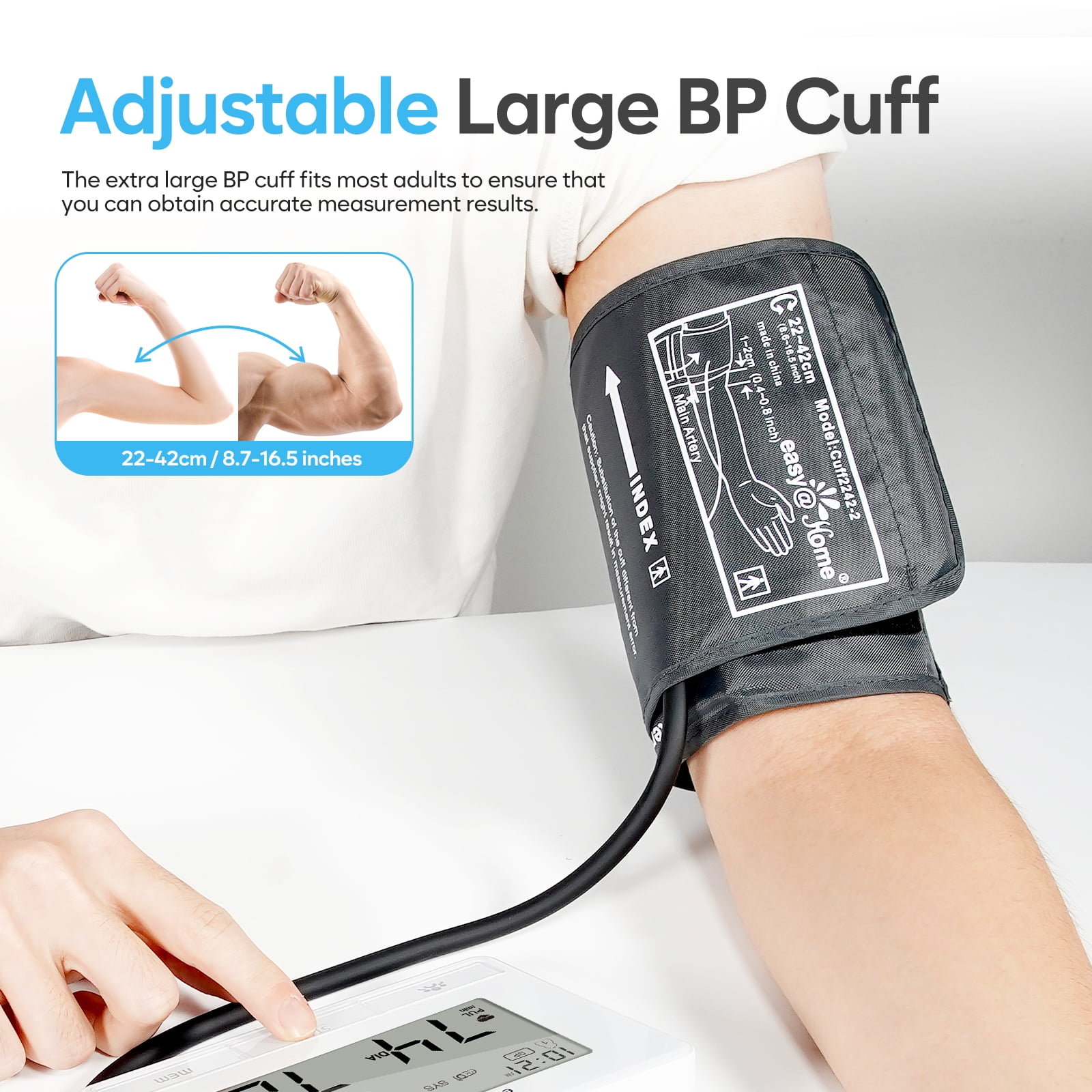 Easy@Home EBP-073 Adjustable Large Cuff Arm Blood Pressure Monitor