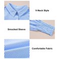 thumbnail image 5 of Blue Women Shirts, Women 2025 Striped Smocked Cuffed Shirts Long Sleeve Collared Blouse Tops With Pocket,Women Shirts XXL, 5 of 8