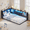 Black, variant on Plonmago Full Size Floor Bed with Storage Drawers and Bookcase Headboard, Full Corner Bed Frame with LED Lights, Metal Bed Frame with Storage,White