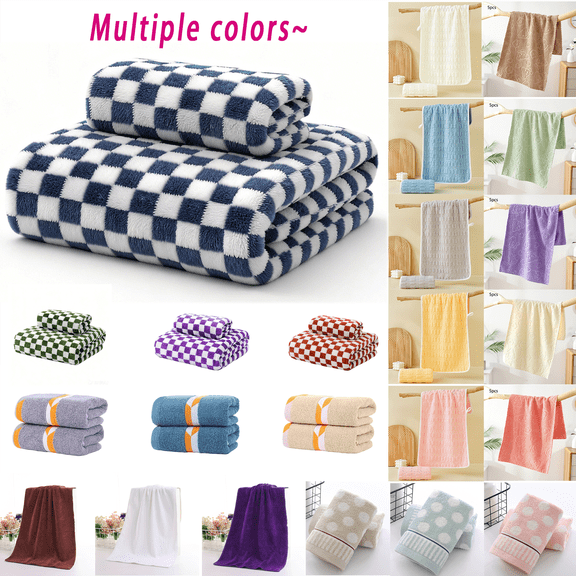 Towel Oversized Towel Checkerboard Grids Velvet Bath Towel Thickening Does Not Lose Hair Bibulous Big Bath Towel for Home Use for Beach and Camping,Home Essentials
