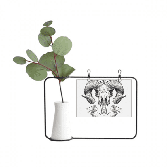 Goat l Animal Sketch Illustrations Metal Picture Frame Cerac Vase Decor