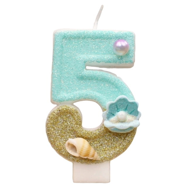 Goleeg Bougies d'Anniversaire Numéro 5, Bougie Coquille Faite à la Main pour Dessus de Gâteau, Décoration de Fête d'Anniversaire à Thème Plage