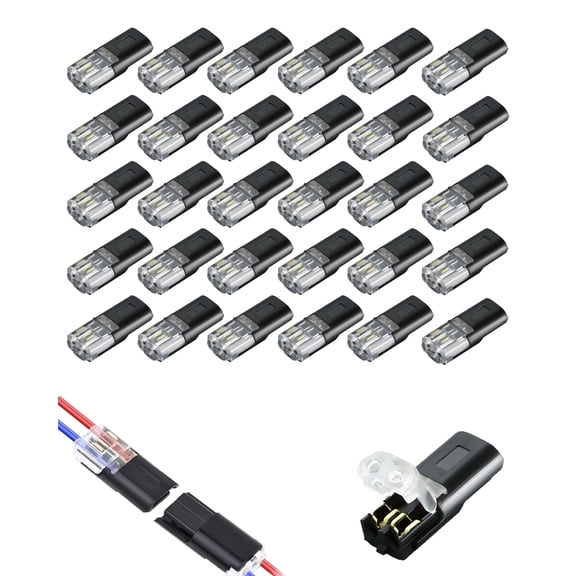 Double Wire Plug in Connector, 2-Pin Quick Splicing Terminal with Locking Buckle, Low Voltage Electrical Joint for LED Strips & Auto DIY
