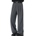 thumbnail image 2 of Mifsaly Mens Casual Dress Pants Loose Fit Pleated Wide Leg Trousers Lightweight Comfortable Relaxed Office Work Fashion Slacks with Side Pockets Dark Gray,XXL, 2 of 6