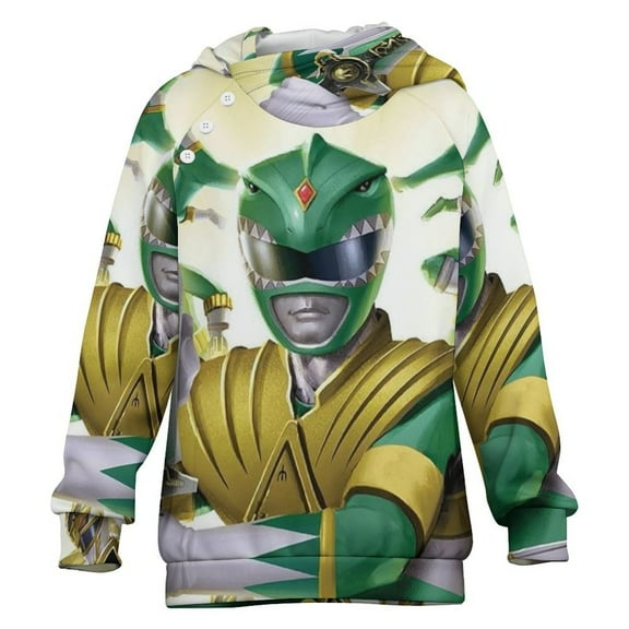 Power Rangers Kids Hoodie Raglan Sleeve Hooded Snap Sweatshirt Casual Wear Soft Breathable Outerwear Winter Clothes 6-7Y