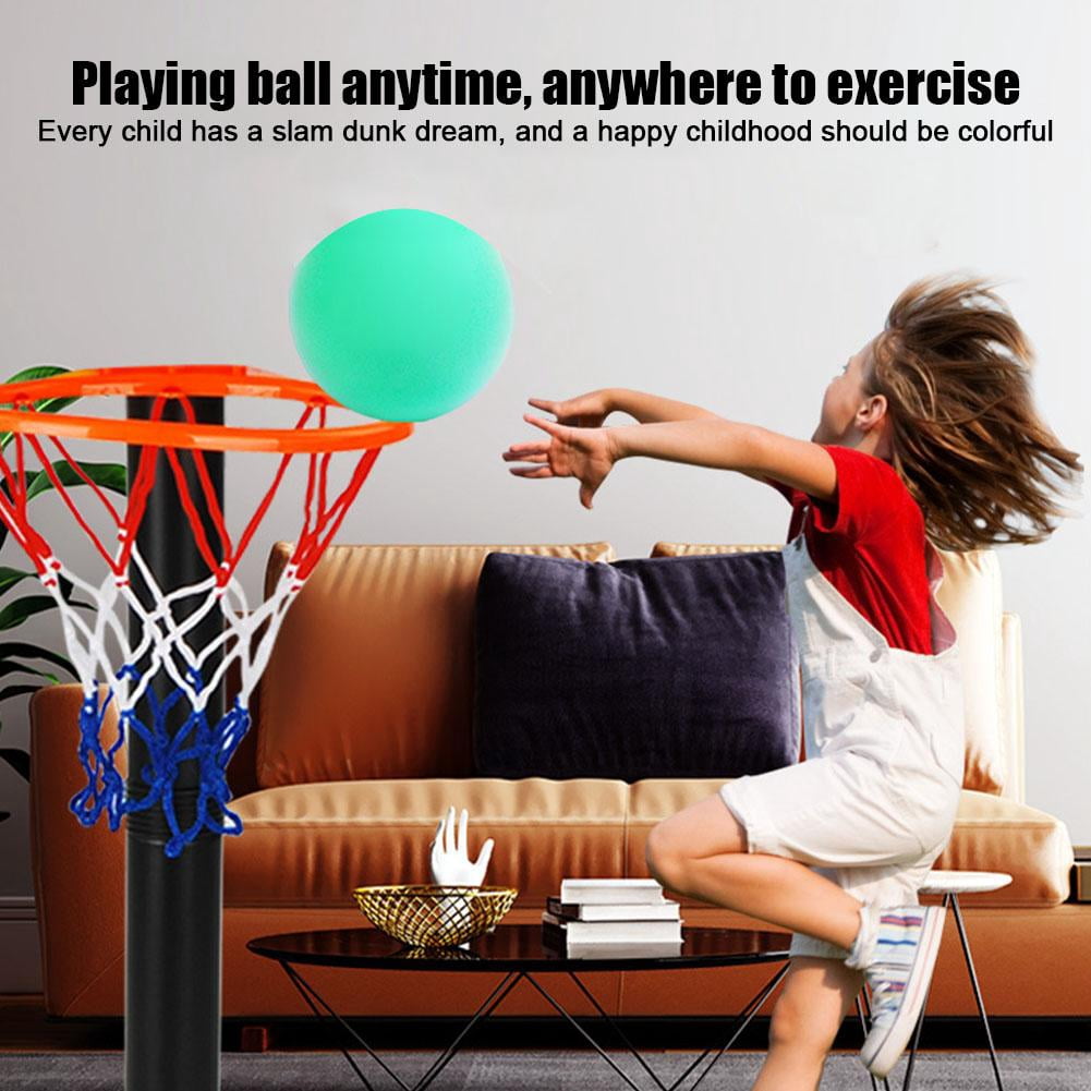 Large Indoor Basketball Hoop for Silent Basketball, No-Drill Wall Mounted Backboard for Home & Office, Height Adjustable Over the Door Basketball Goal with Strong Adhesive