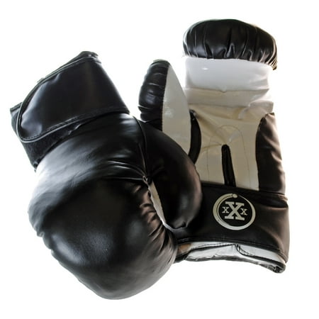Triple Threat Quick Strap Fitness Training Boxing Gloves - Black - Adult - 16oz
