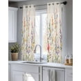 thumbnail image 5 of Watercolor Wildflowers Sheer Curtains 45 Inch Length 2 Panels Set for Living Room/Bedroom, Farmhouse Botanical Flowers Herbs Kitchen Curtains Grommet Semi-Sheer Curtains Window Treatments 42"x45"x2, 5 of 7