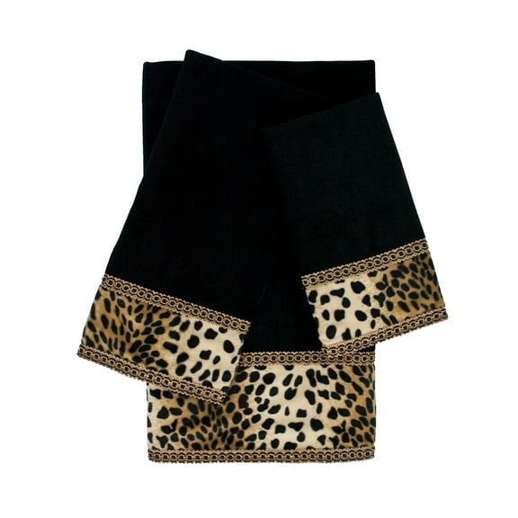 Sherry Kline  Leops Black 3-piece Embellished Towel Set