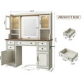 thumbnail image 4 of EnHomee Farmhouse Vanity Desk with Mirror and Lights White Vanity with Lighted Mirror Makeup Vanity Set with RGB Cabinets and Storage Drawers, 4 of 8
