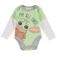 thumbnail image 2 of STAR WARS Baby Yoda Boys' 3 Piece Long Sleeve Bodysuit Pull-on Pants and Accessory Green/White/Grey, 6-9 Months, 2 of 6