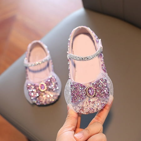 

RUICUW Girls Dress Shoes Cute Bow Mary Jane Shoes Ballerina With Satin Ankle Tie For Wedding Birthday Party 9-9.5 Years