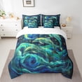 thumbnail image 2 of YST Ensemble de Couettes Taille Simple avec Draps pour Enfants Dauphin Côtier - 7 Pcs Lit en Sac Ensemble de Literie Animal Marin Abstrait avec Couette, Draps, Taies d'Oreiller, 2 of 5