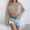 Khaki, variant on Women's 2025 Trendy Ribbed Knit Crop Top Hollow Out Crochet Pullover Batwing Sleeve Solid Color Shirts Blouse