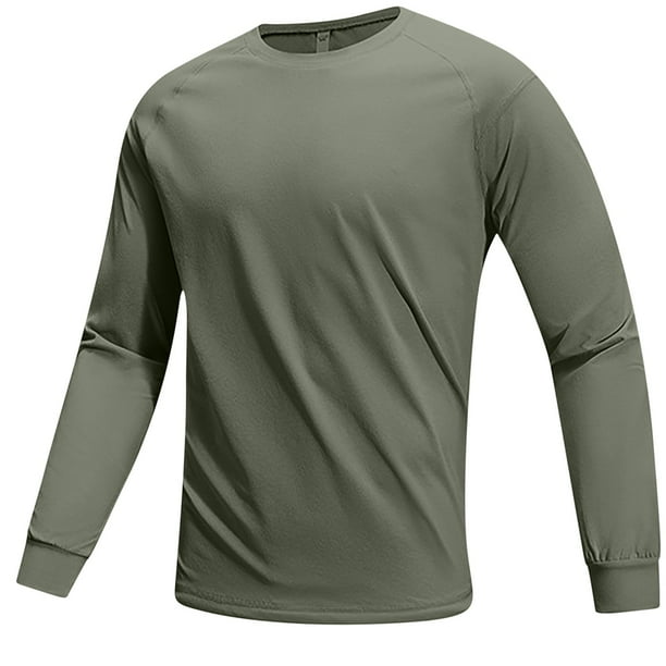 pstuiky manga larga de hombre, Camiseta funcional de manga larga, ligera, elástica, de secado rápido, deportiva, informal, de manga larga y cuello redondo para hombre. top de hombre xxl