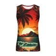 thumbnail image 3 of Penkiiy Hawaiian Tank Tops Men Summer Stylish Tropical Print Sleeveless T Shirt Workout Beach Vest Round Neck Casual Tee M Orange, 3 of 4