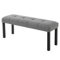 thumbnail image 5 of GZXS 47.24" Linen Upholstered End of Bed Bench with Tufted Button Seat, Farmhouse Padded Dining Bench with Solid Wood Legs, for Kitchen, Living Room, Hallway (Gray), 5 of 8