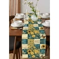 thumbnail image 2 of Spring Yellow Floral Burlap Cotton Table Runner 18x72 Inches Long, Butterfly Teal Plaid Vintage Country Farmhouse Table Runners, Outdoor Dining Tablecloths Decor for Baby Shower/Party/Wedding, 2 of 6