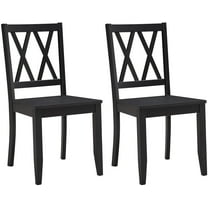 Duhome Rubberwood Black Dining Chairs Set of 2, Farmhouse Dining Room Chairs Cross Back Kitchen Chairs Cottage Wooden Chair