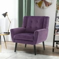 thumbnail image 3 of Glavbiku Modern Soft Armchair Velvet Upholstered Accent Chair with Black Leg for Indoor,Purple,Adult, 3 of 12