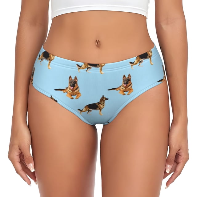 Fotbe German Shepherd Dog Calzones Estampados para Mujer – Ropa Interior de Algodón, Cómoda, Suave y Elástica-X-Small