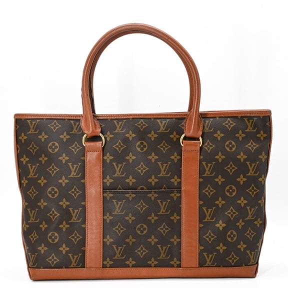 Pre-Owned LOUIS VUITTON Weekend PM Monogram Tote Handbag in Brown Leather (M42425) (Good)