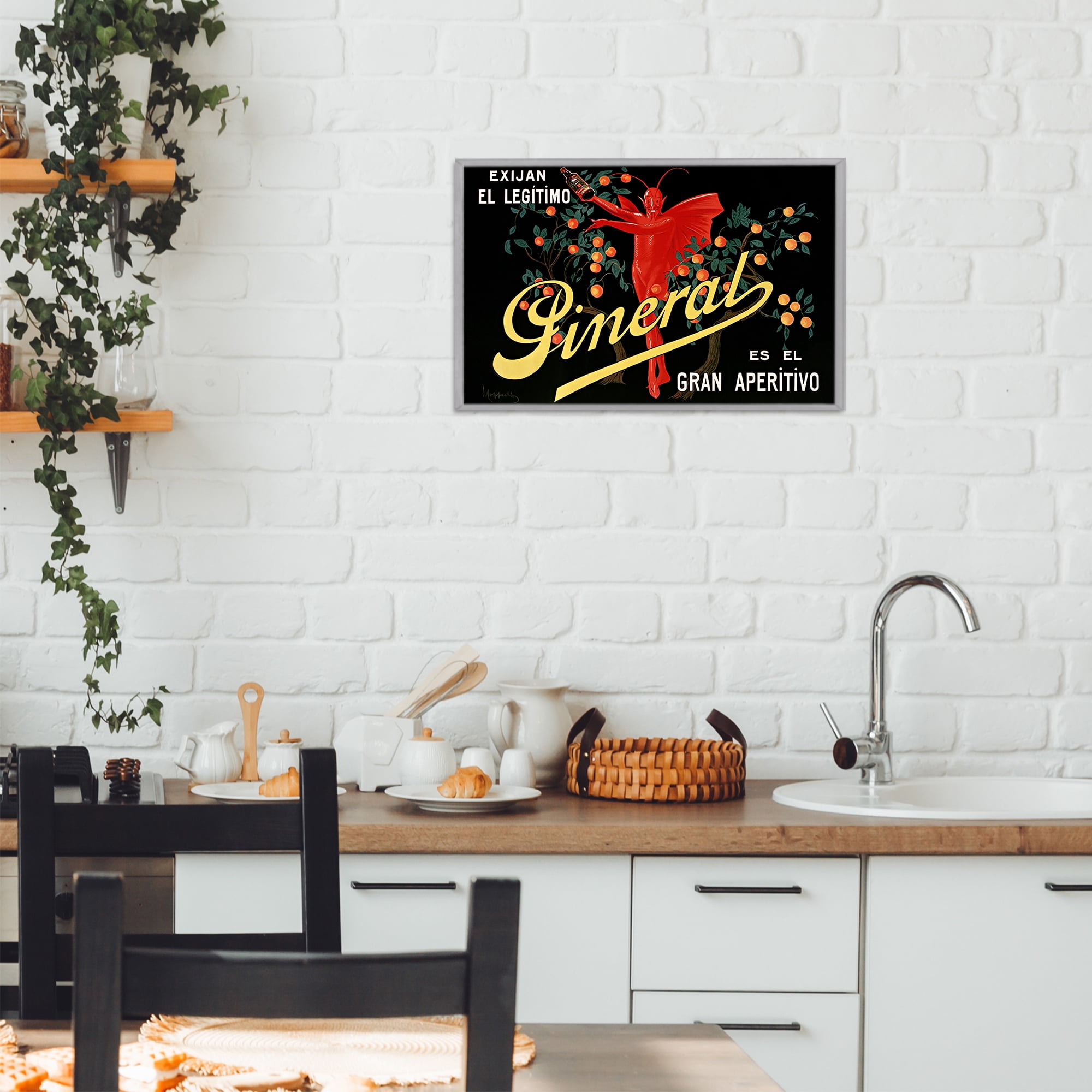 Stupell Industries Aperitif Poster with Character Gray Framed Giclee Art, design by Leonetto Cappiello