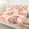 thumbnail image 4 of Erosebridal Kids Boba Capybara Bed Sheets, Swirl Stripes King Sheets, 4pcs, 4 of 5