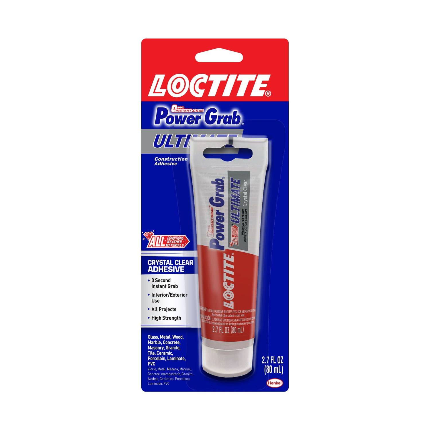 Loctite Power Grab Construction Adhesive Ultimate Crystal Clear, Pack