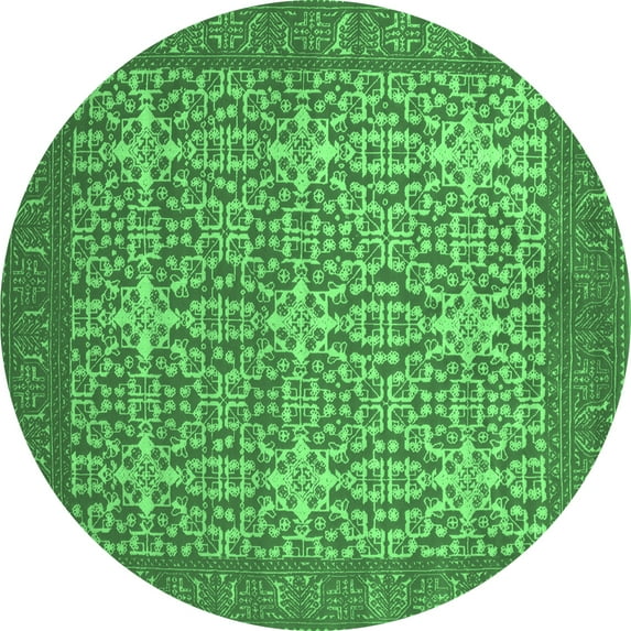 Ahgly Company Indoor Round Persian Emerald Green Bohemian Area Rugs, 5' Round