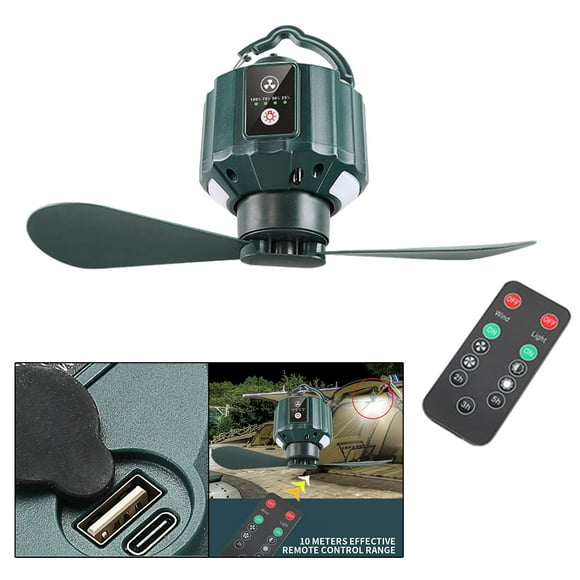 Ventilador portátil para acampar DYNWAVEMX linterna LED lámpara de luz para ventilador con pilas para colgar