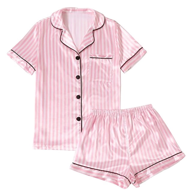Conjunto de pijama de mujer Conjunto de pijama de camisa de manga corta abotonada y pantalones cortos