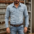 thumbnail image 6 of Fwqbns Men's Western Button Down Long Sleeve Denim Shirt, Lightweight Stretchy Fabric, Casual & Outdoor Wear, Available in Multiple Colors, 6 of 8
