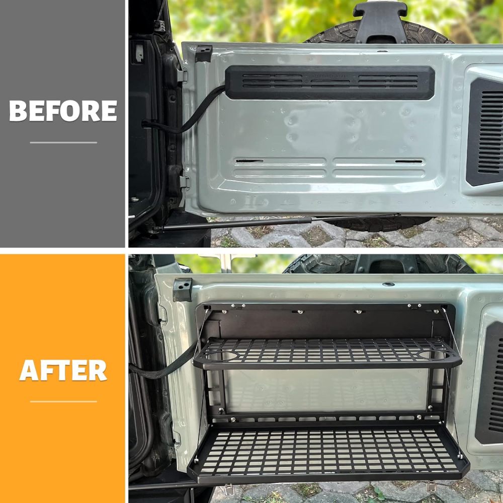 Tailgate Table Rear Foldable Cargo Shelf Aluminum Alloy Storage Shelf Molle Panel Compatible for Ford Bronco 2021-2024