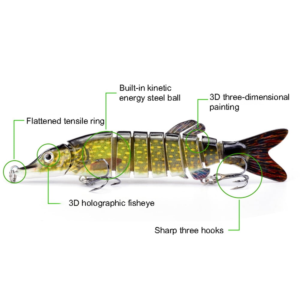3.5 Multi Jointed minnow Fishing Lure Bait pike musky walleye shad bass A