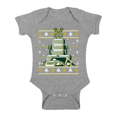 

Awkward Styles Ugly Christmas Baby Outfit Bodysuit Auto Xmas Tree Romper