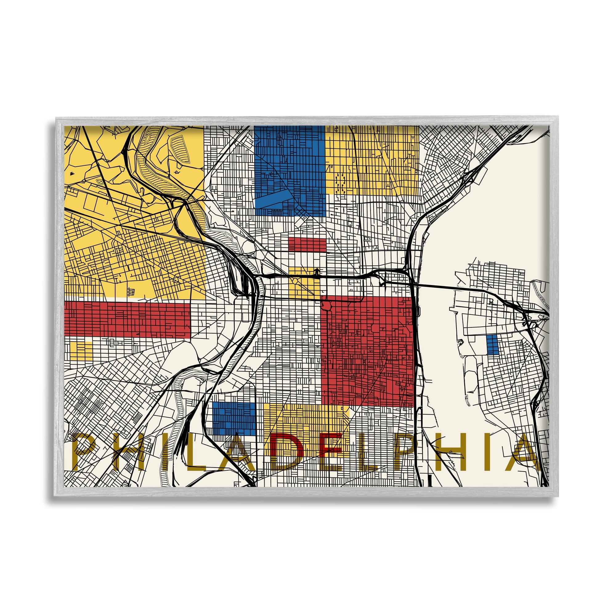 Stupell Industries Philadelphia Pennsylvania City Grid Classic Abstract Square Shapes, 30 x 24, Design by Daphne Polselli