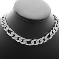 thumbnail image 3 of ICED HIP HOP SILVER PLATED 12mm 18" FIGARO FULL CUBIC ZIRCONIA STONE CHOKER CHAIN FASHION NECKLACE, 3 of 3