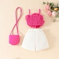 thumbnail image 4 of ZACPNCV Girls Summer 2 Piece Outfit Ribbed Ruffle Cap Sleeve Sleeveless Top and Bow Front Skort Shorts Set Kids Shorts Set Hot Pink 2-3 Years, 4 of 9
