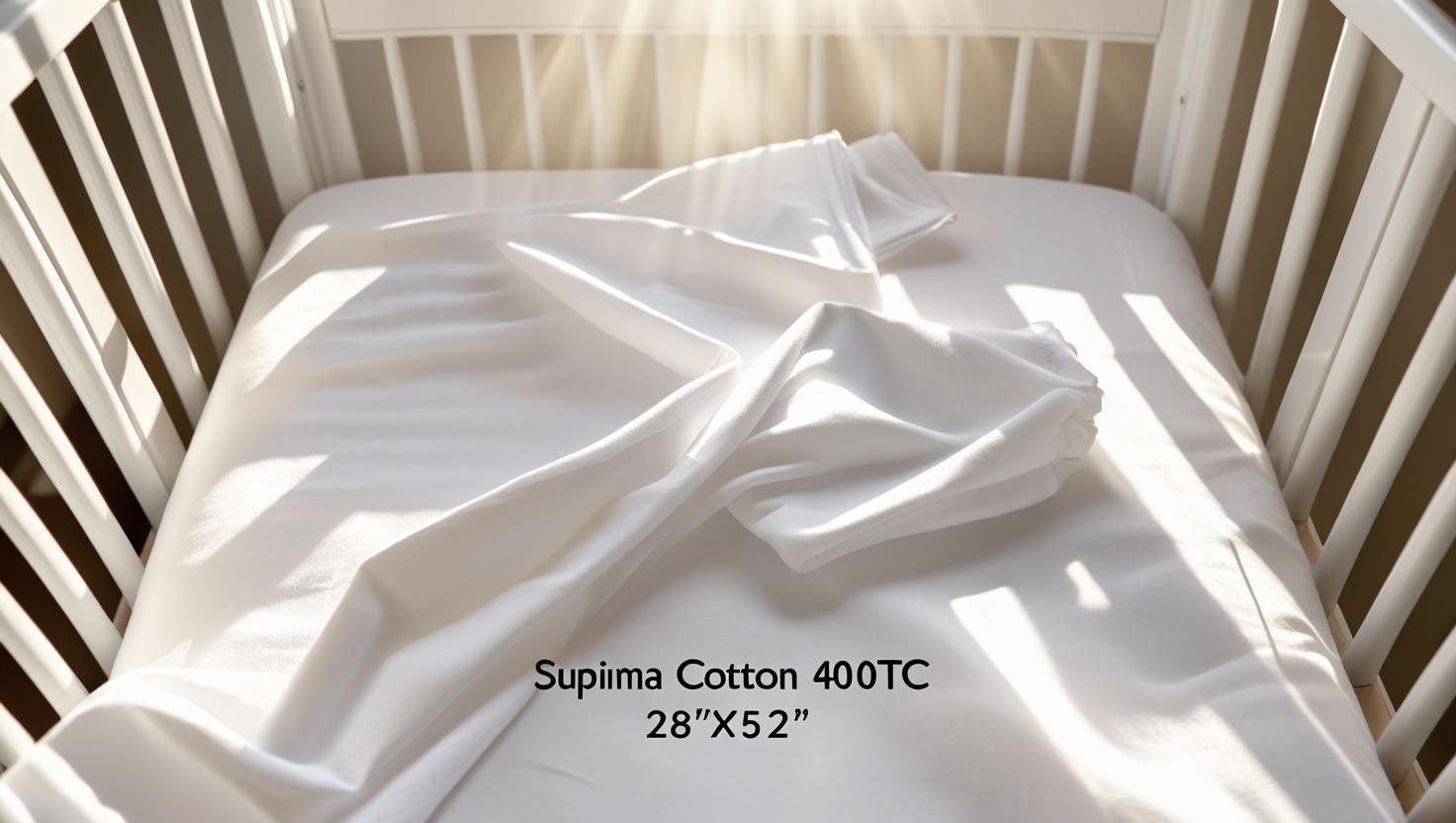 My Bed Linens' American SUPIMA Cotton 600TC, White, Breathable, Skin Friendly, Eczema Comforting & Soft Crib Sheets