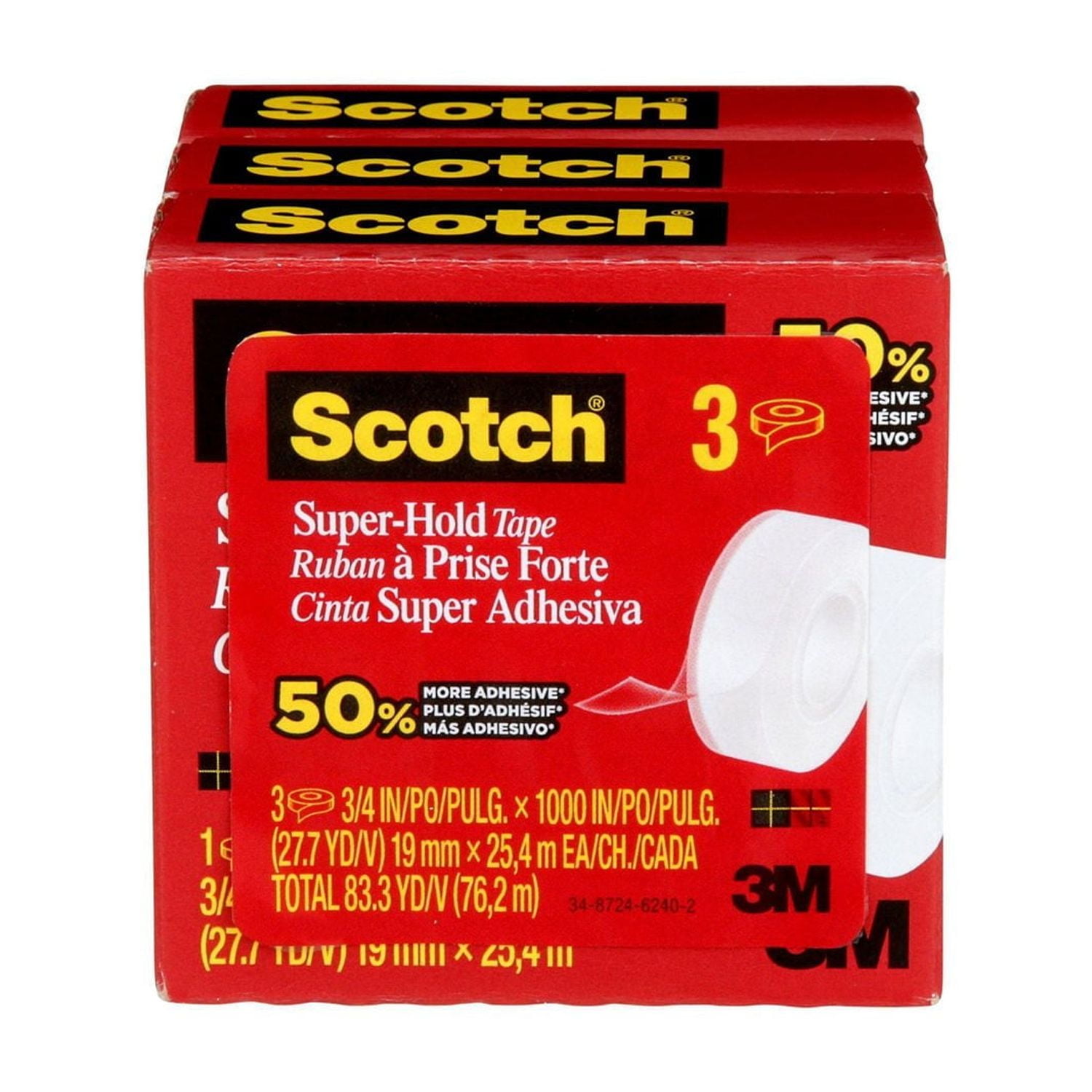 Scotch® Super-Hold Tape 700K3-ESF-RP4, 3/Pack, 3 Per Pack
