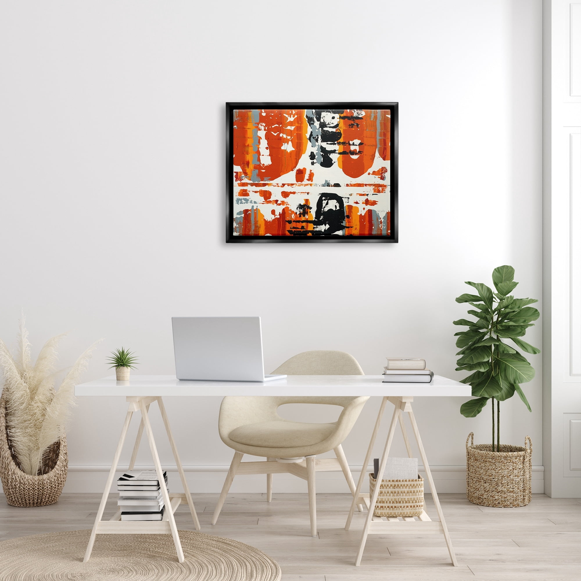 Stupell Industries Burnt Orange Momentum Jet Black Framed Floating Canvas Wall Art, 24x30, by Third and Wall