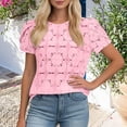 thumbnail image 5 of Elegant Blouses for Women Dressy Casual Petal Short Sleeve Shirts Crochet Lace Boho Tops Fashion Summer Outfits, 5 of 6