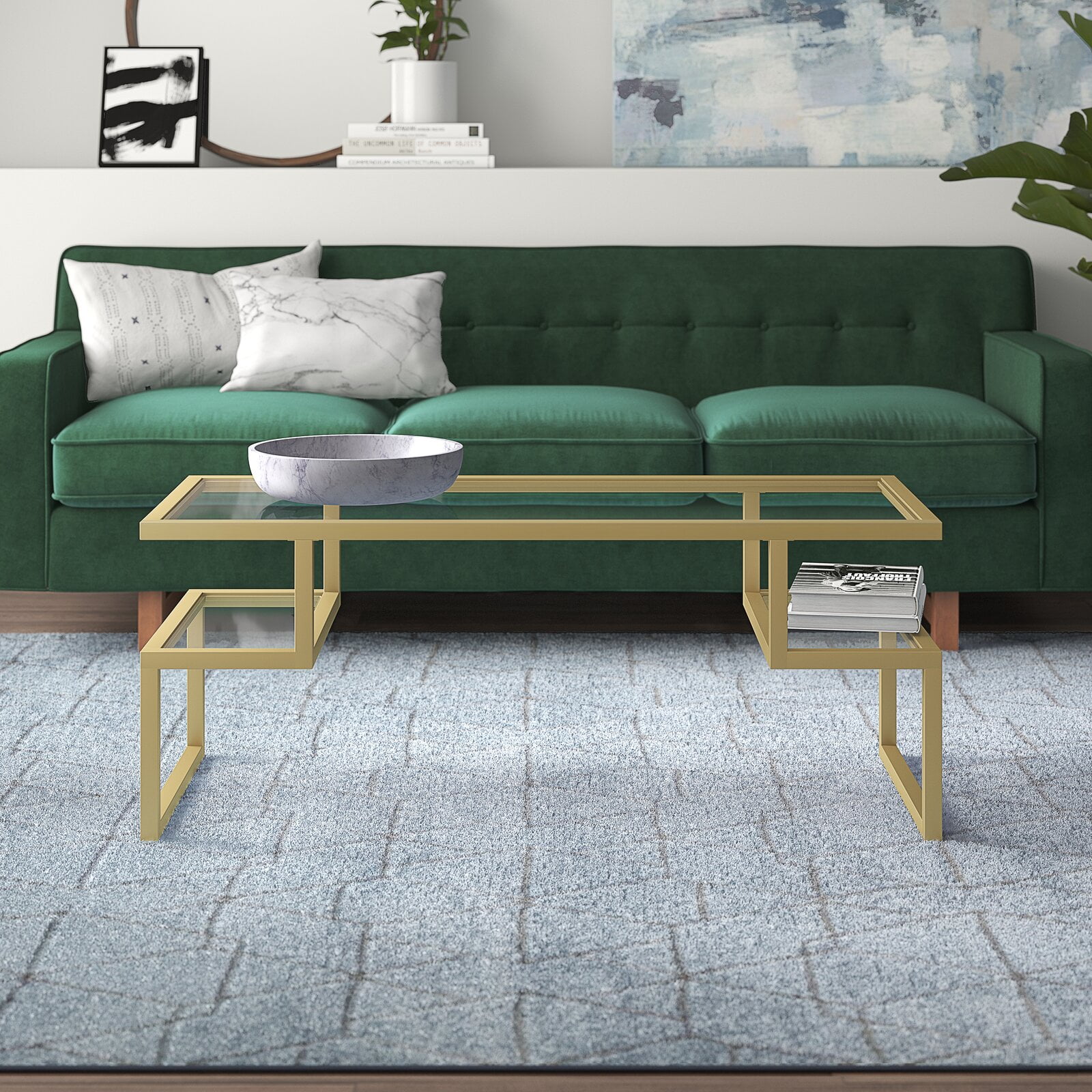 Axel Coffee Table, Weight Capacity 60 Pounds, Overall 18" H x 45" L x