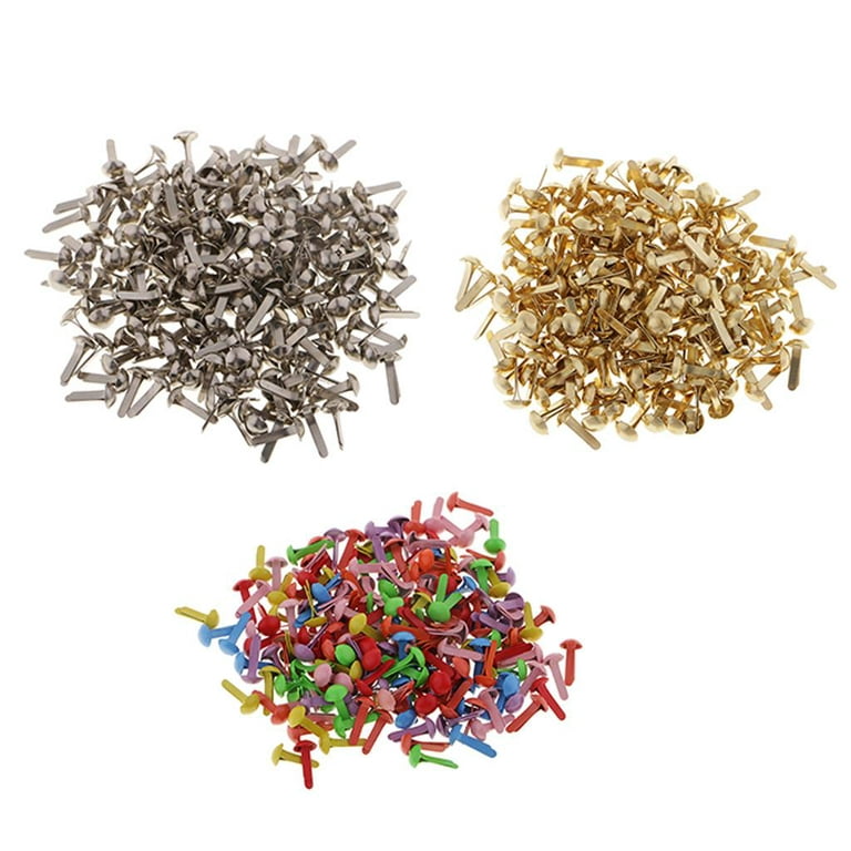 100 Pack Metal Bunt Brads Pattern Clips DIY Mini Colorful Brads for Scrapbooking  Paper Crafts Craft Photos DIY - 4.5x8mm Colored 