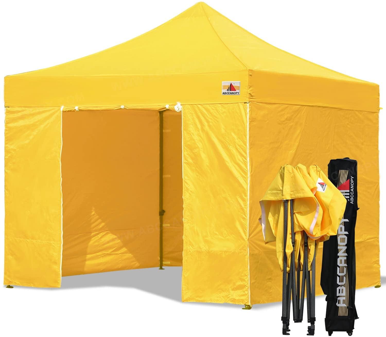 ABCCANOPY Tents Canopy Tent 10 x 10 Pop Up Canopies Commercial Tents Market stall with 6 Removable Sidewalls and Roller Bag Bonus 4 Weight Bags and 10ft Screen Netting and Half Wall,RED 